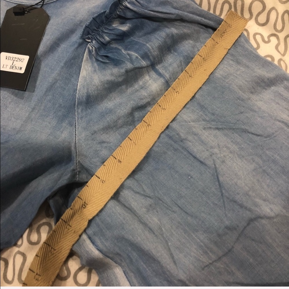 {HP}{$FIRM}Light Denim Bell Sleeve Dress {S left} - Picture 4 of 7
